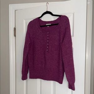 LC Lauren Conrad Plum Buttoned Sweater